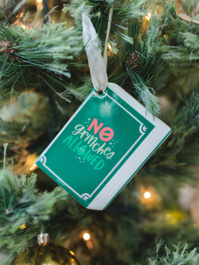 No Grinches Allowed Christmas Book Ornament, 1 of 3