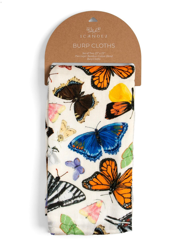Flutter Friends Butterfly Baby Burp Cloths – Muslin Set of 2, 2 of 2