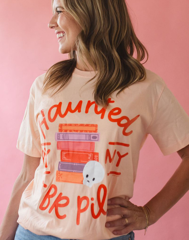 Haunted By My TBR Pile - Pippi Tee - Peachy Pink, 2 of 3