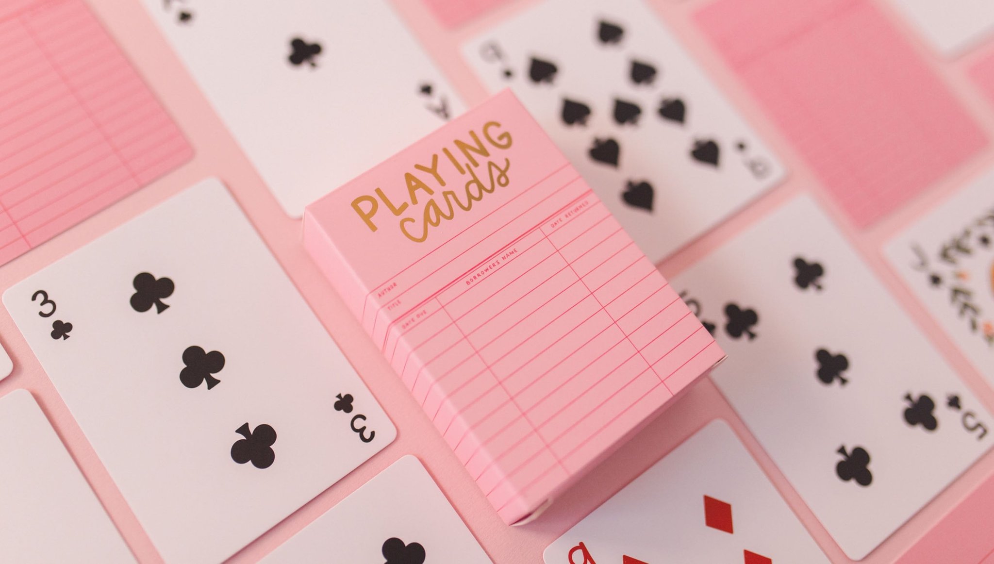 Pink Library Card Deck Of Playing Cards