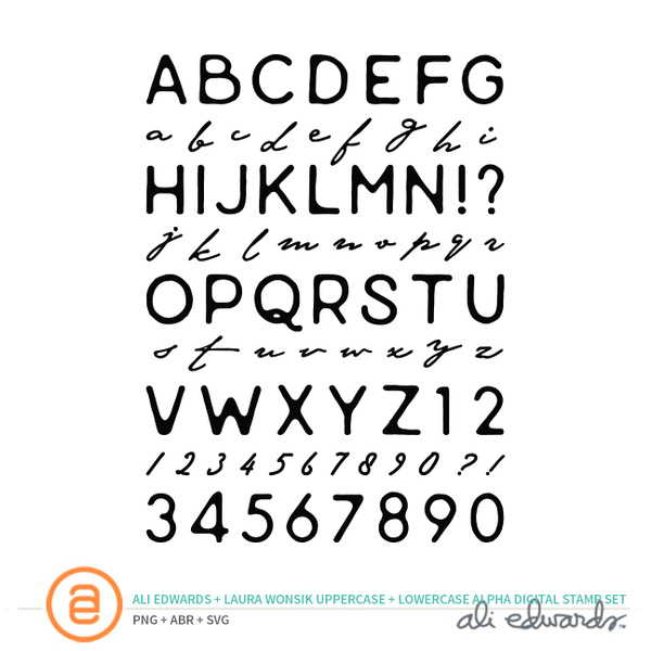 Upper and Lowercase Alpha Digital Stamp Set by Ali Edwards and Laura Wonsik, 1 of 1