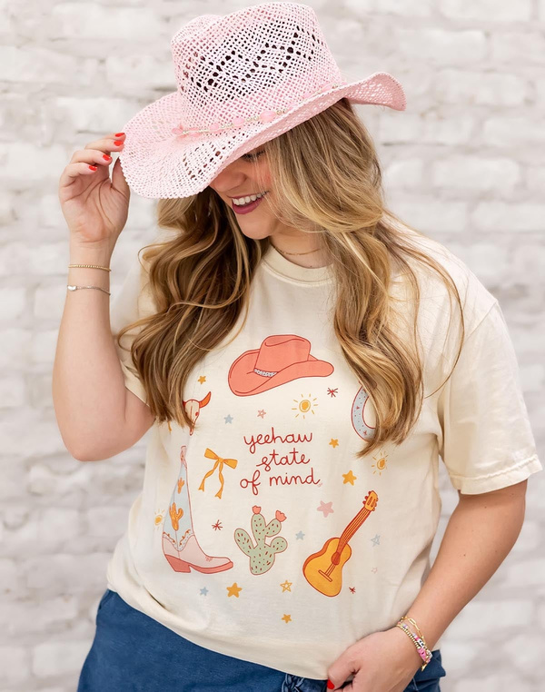 Yeehaw State Of Mind Western Tee - Ivory, 1 of 4