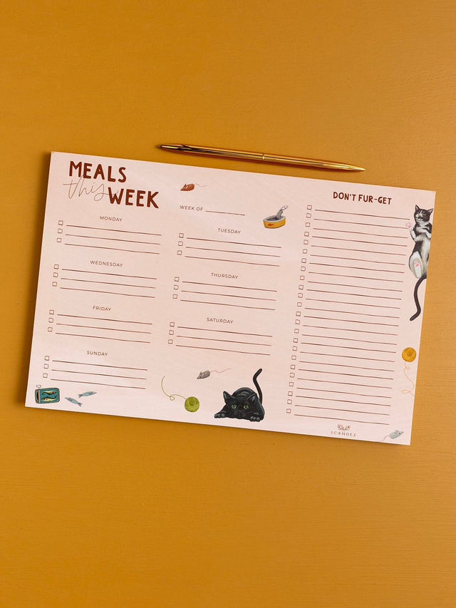 Meals This Week Cats 8×12 Menu Market Notepad, 1 of 3