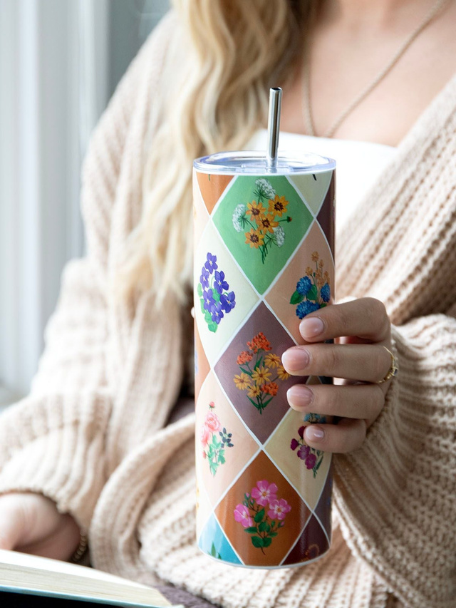 Vintage Blooms Floral 20oz Stainless Steel Skinny Tumbler, 2 of 3