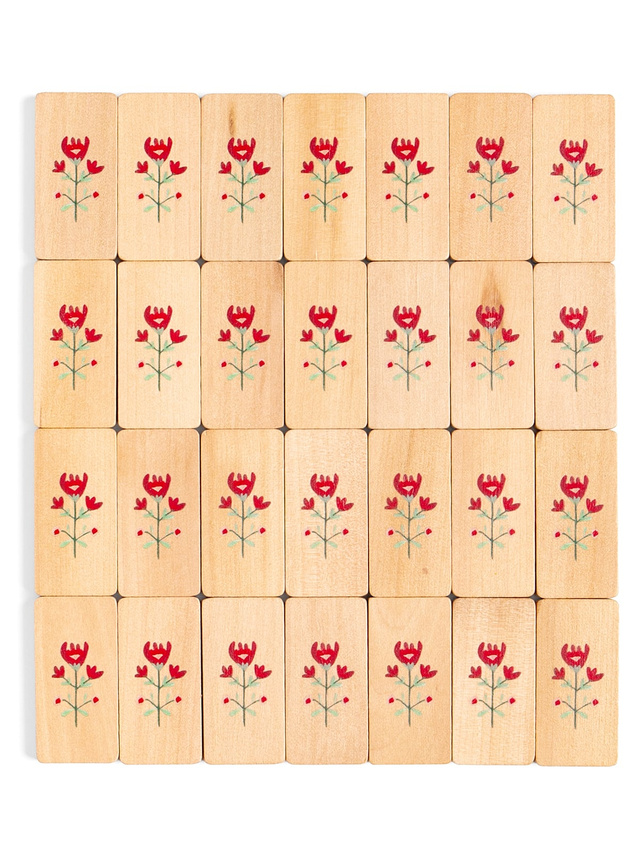 Scandinavian Floral Diamond Wooden Domino Game Set, 3 of 6