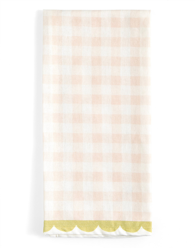 Blush Gingham Scalloped Tea Towel, 1 of 5
