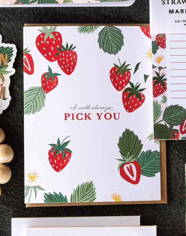 I'll Always Pick You Strawberry Greeting Card, 2 of 2