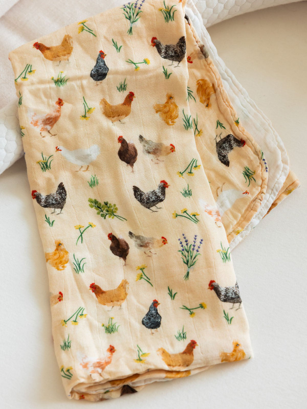 Chicken Meadows Baby Burp Cloths – Muslin Set of 2, 3 of 5