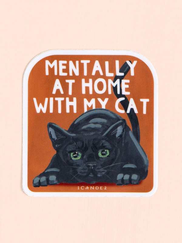 Mentally At Home With My Cat Decal Sticker, 1 of 3