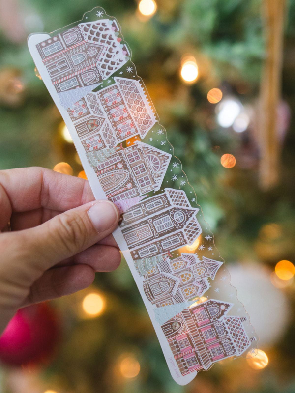 Gingerbread Village Christmas Transparent Bookmark, 1 of 4