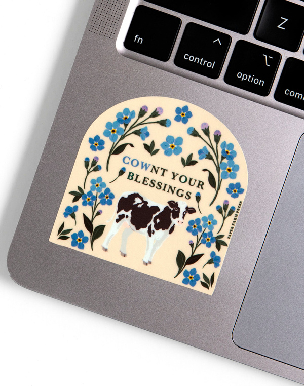 Cownt Your Blessings Cow Decal Sticker, 3 of 3