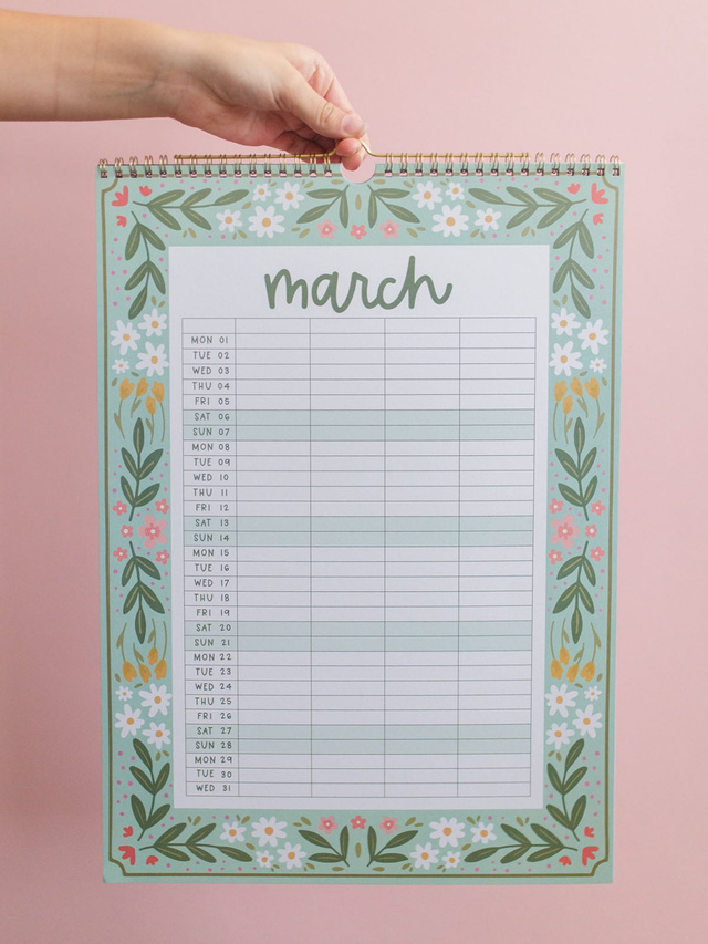 Family Planner 2027 Floral Spiral Hanging Wall Calendar, 3 of 10
