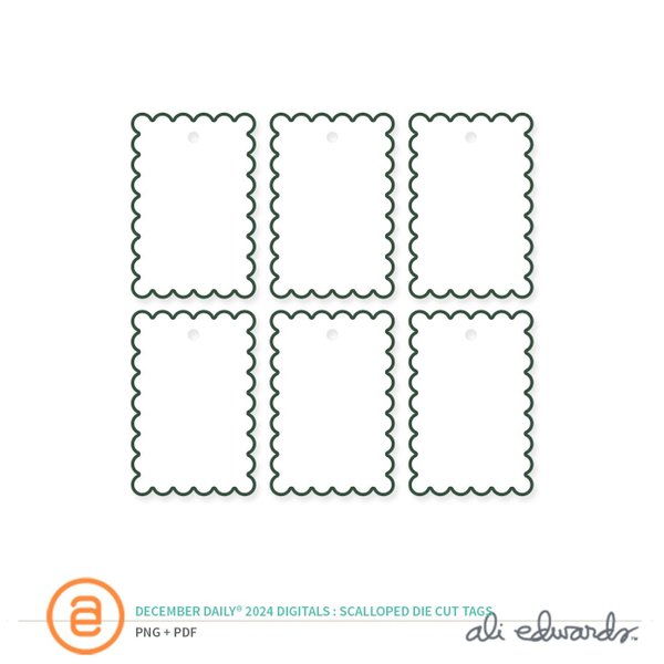 December Daily® 2024 Digital Scalloped Die Cut Tags, 1 of 1