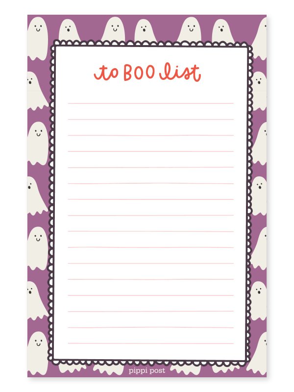 To Boo List Halloween Ghosts 4×6 Lined Notepad, 1 of 1