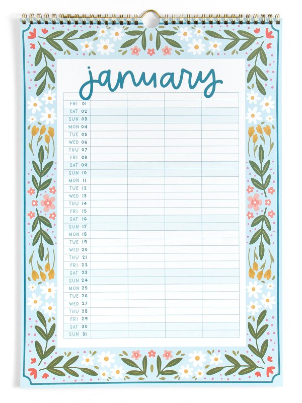 Family Planner 2027 Floral Spiral Hanging Wall Calendar, 7 of 10