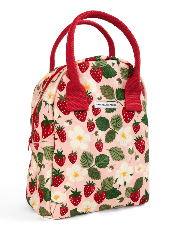 Strawberry Patch Reusable Canvas Lunch Tote Bag, 3 of 9