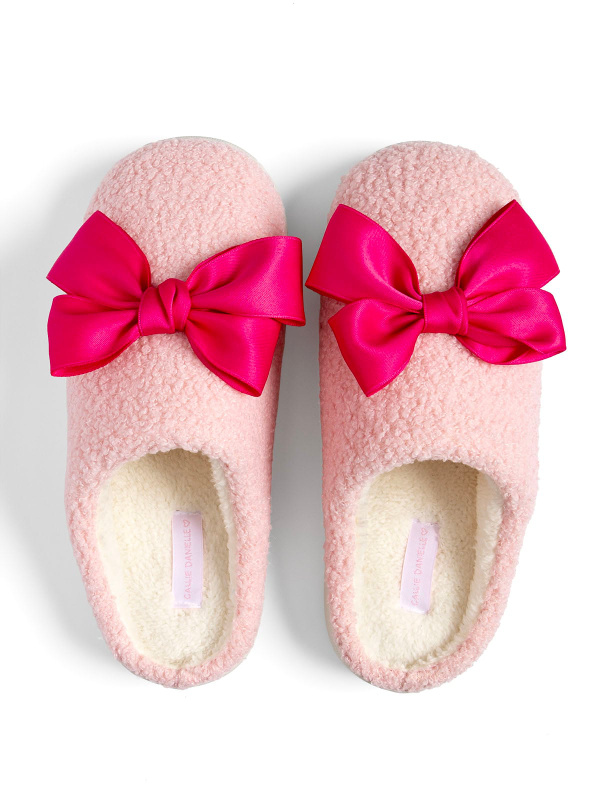 Pink Coquette Bows Women’s Plush House Slippers, 2 of 3