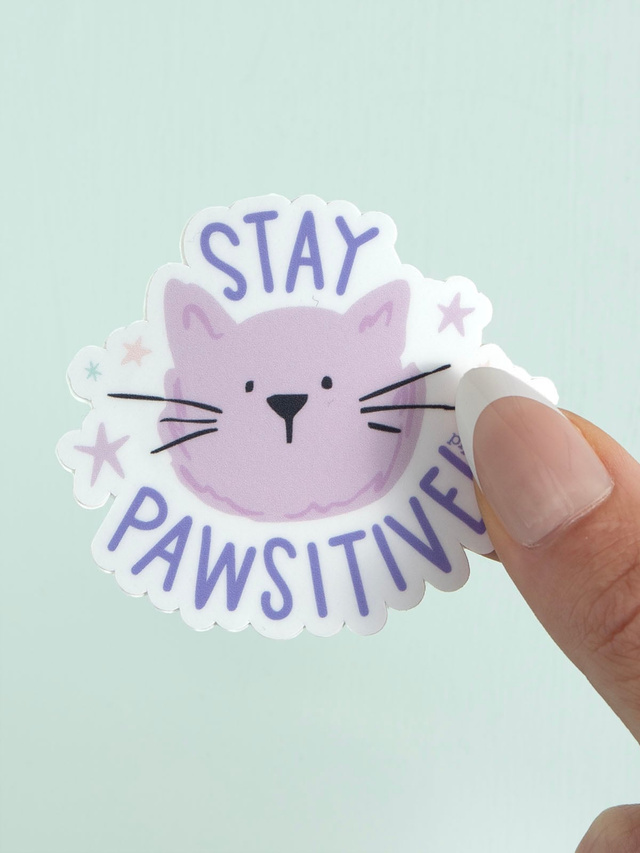 Stay Pawsitive Cat Decal Sticker, 3 of 4