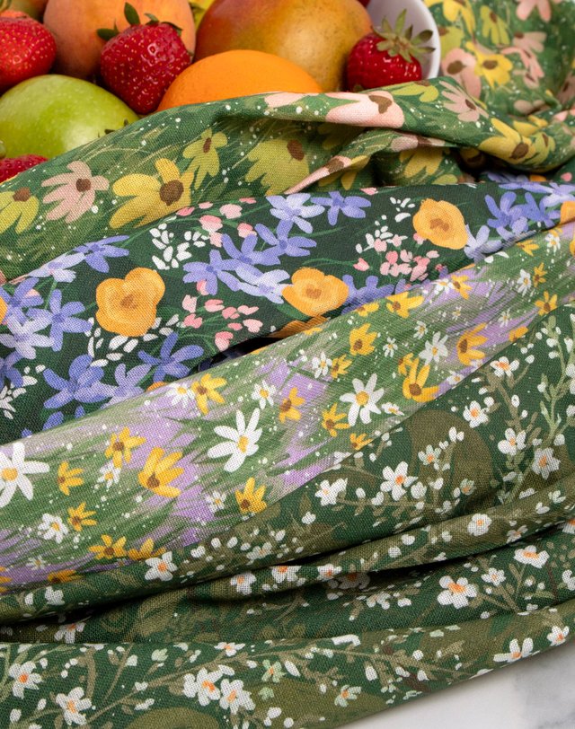 Painted Florals Kitchen Tea Towel Set, 3 of 5