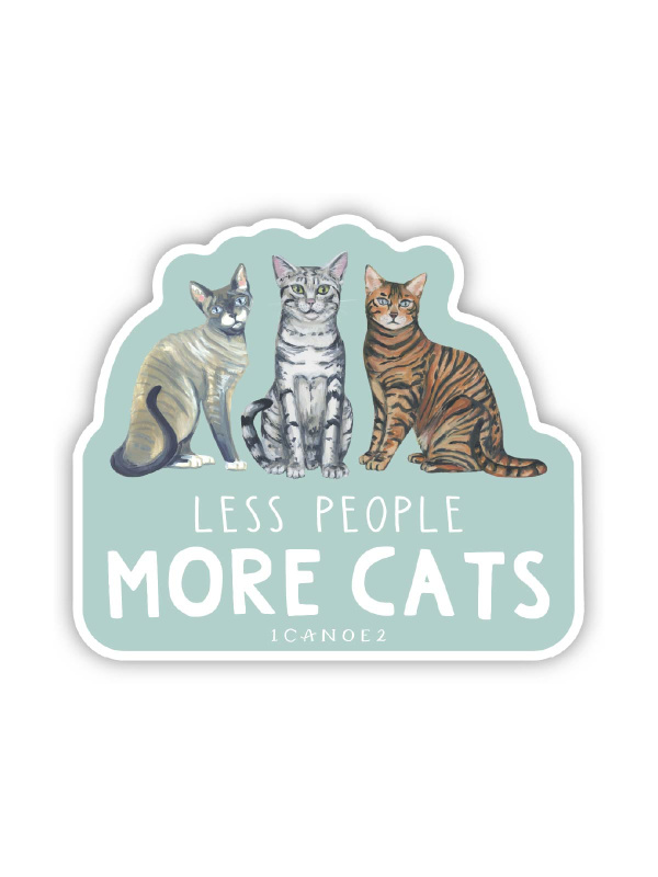 Less People More Cats Decal Sticker, 2 of 3