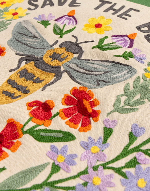 Save The Bees Embroidered Canvas Banner, 4 of 6