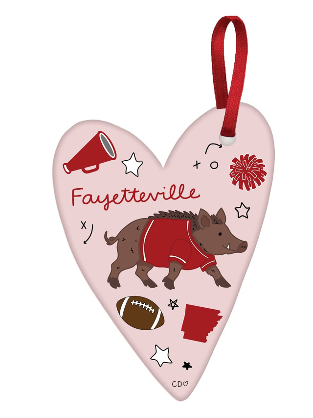 Fayetteville Football Game Day Ceramic Christmas Ornament, 1 of 2