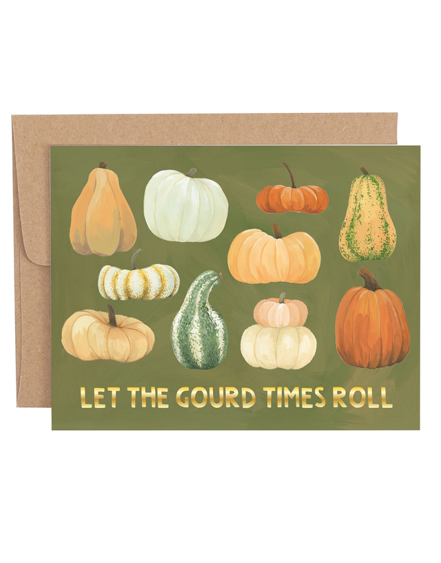 Let The Gourd Times Roll Pumpkins Greeting Card, 1 of 1
