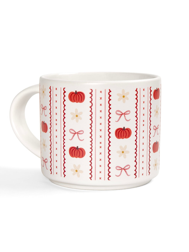 Pumpkins, Bows & Florals Fall Large Ceramic Coffee Mug, 4 of 4