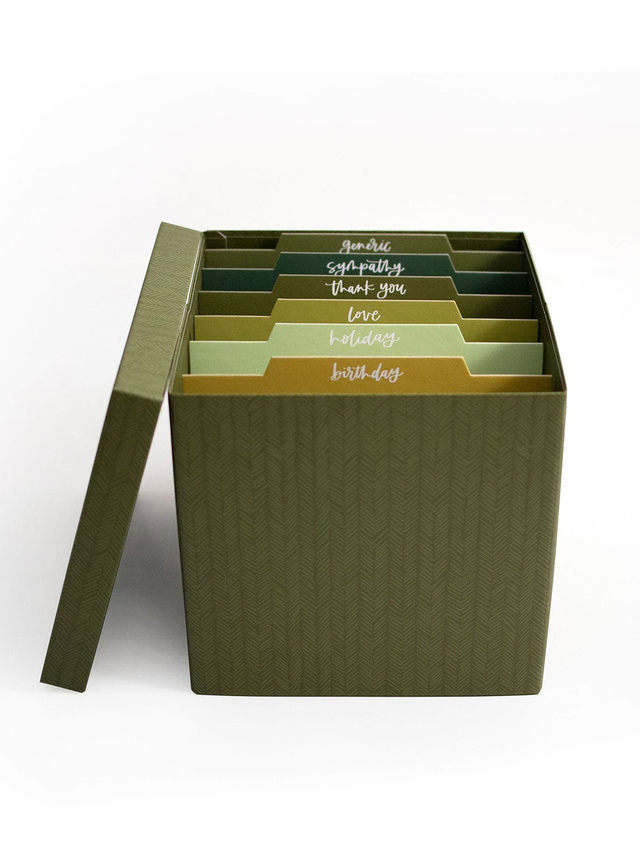 Olive Herringbone Greeting Card Container, 3 of 3