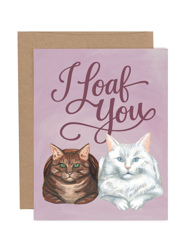 I Loaf You Cats Humor Love + Friendship Greeting Card, 1 of 1