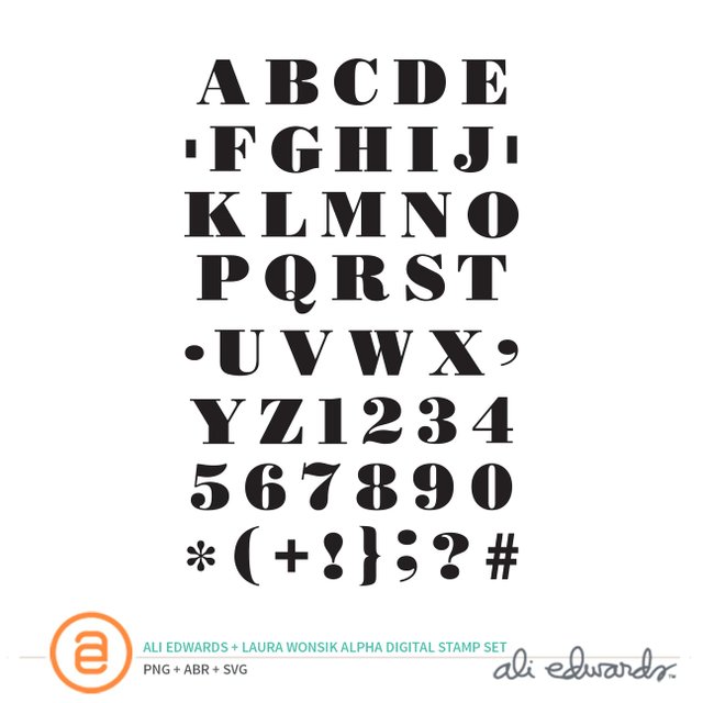Block Uppercase Alpha Digital Stamp Set by Ali Edwards and Laura Wonsik, 1 of 1