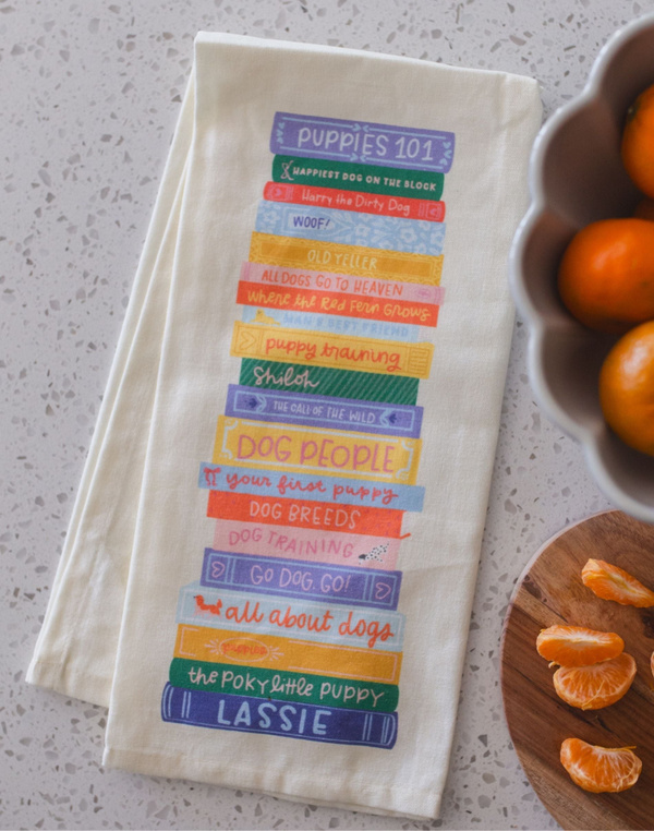 Dog Book Stack Tea Towel, 2 of 4