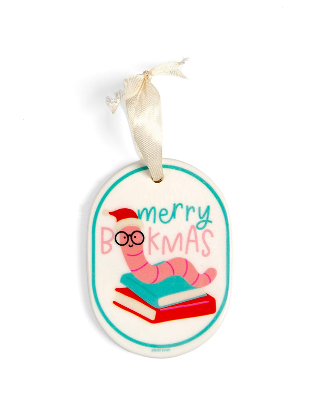 Merry Bookmas Christmas Bookworm Ornament, 4 of 4