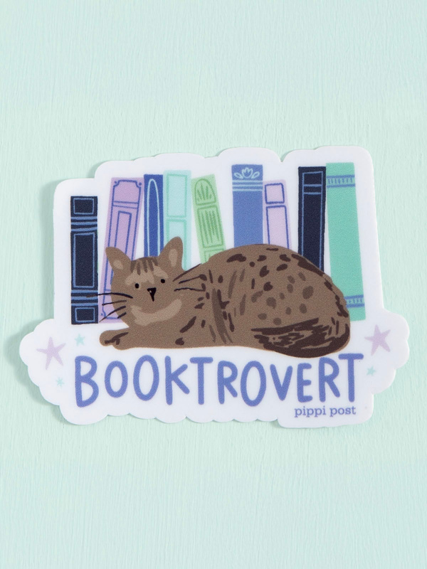 Booktrovert Books & Cat Decal Sticker, 2 of 4