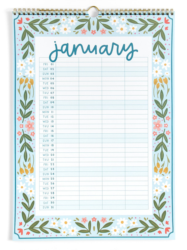 Family Planner 2027 Floral Spiral Hanging Wall Calendar, 7 of 10