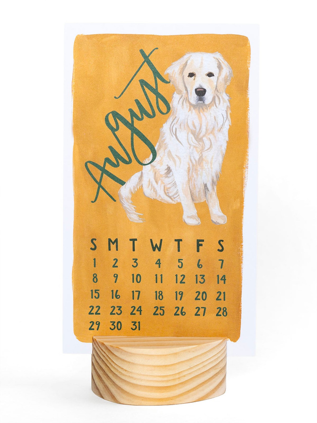 Furry Friends Dogs 2027 Mini Desk Calendar + Wooden Block, 4 of 7