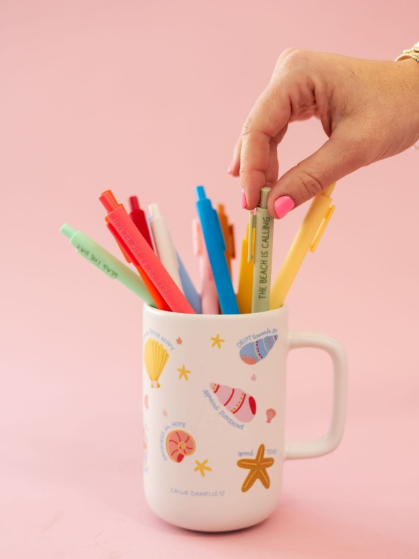 Seashell Affirmations Coastal Tall Ceramic Mug, 3 of 5