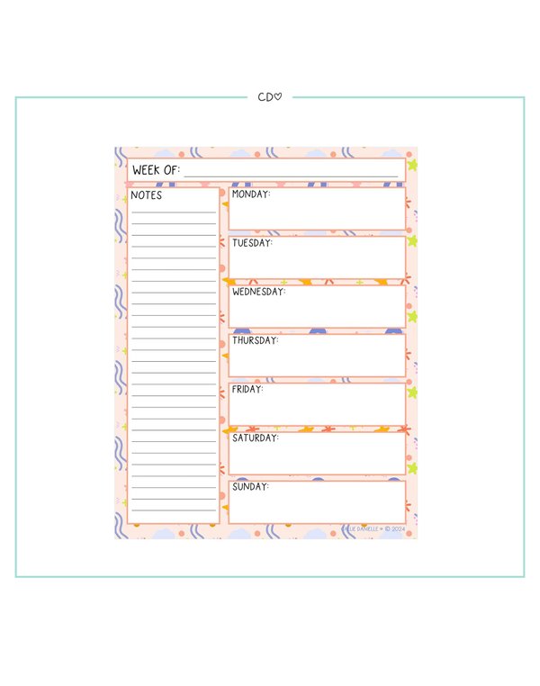Digital Printable Weekly Planning Sheet, 1 of 1