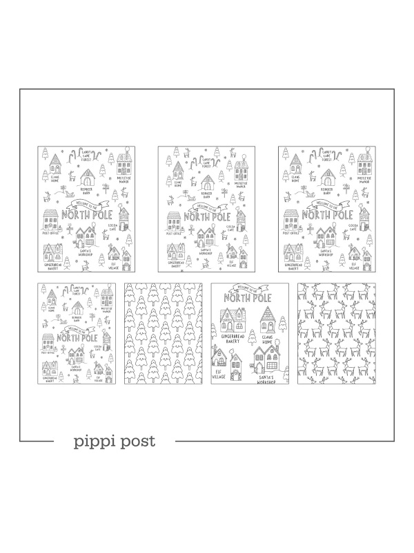 North Pole Digital Coloring Pack + Engineer Prints	, 1 of 1