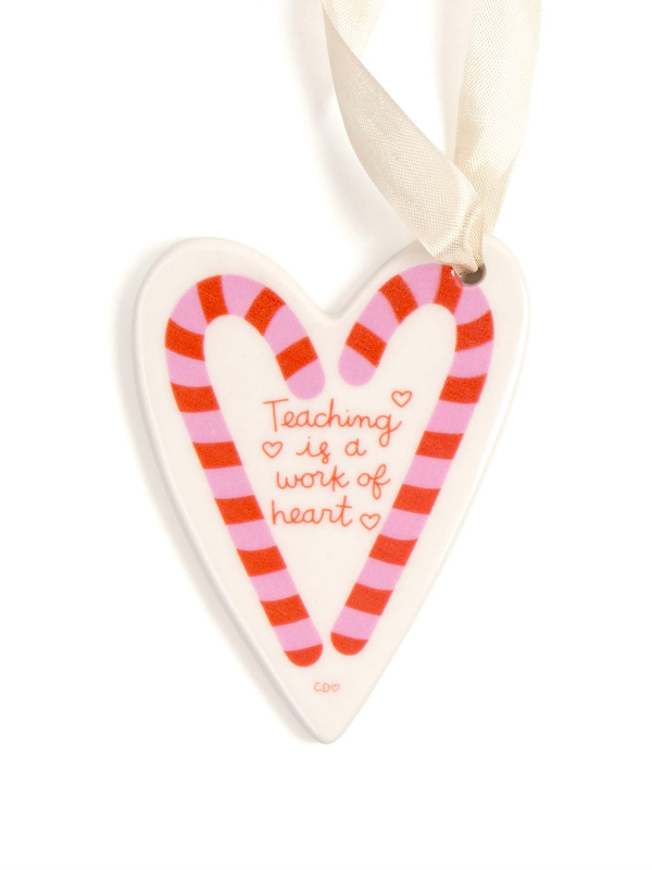 Teaching is a Work of Heart Candy Canes Christmas Ornament, 1 of 1