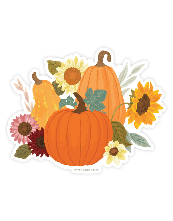 Pumpkin Floral Fall Decal Sticker, 3 of 4