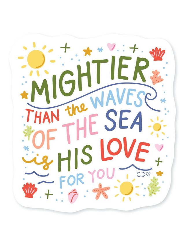 Mightier Than The Waves Coastal Faith-Inspired Decal Sticker, 4 of 4