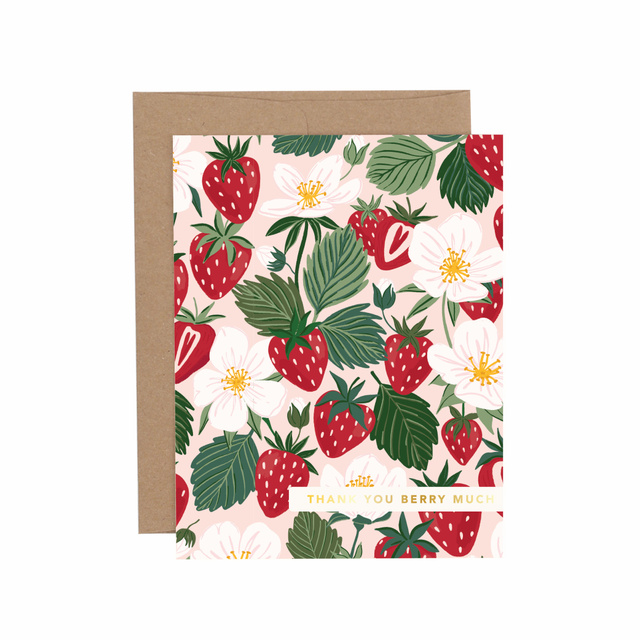 Thank You Berry Much Strawberry Farm Greeting Card, 1 of 1