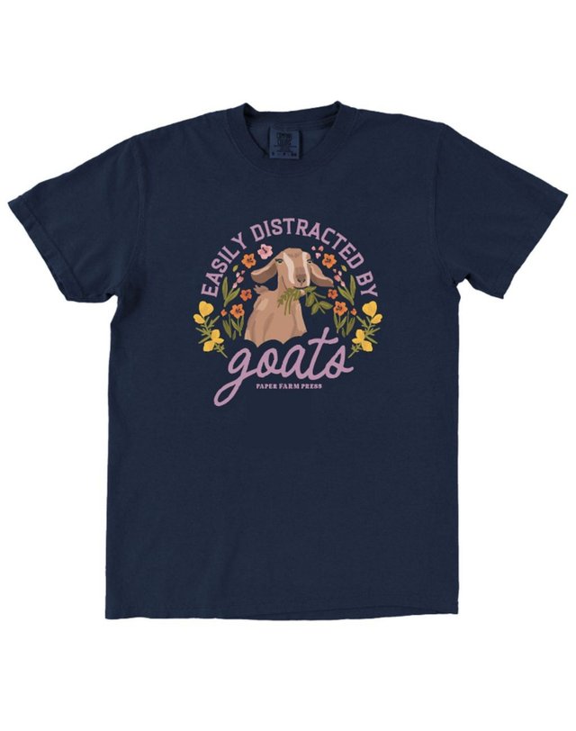 Easily Distracted by Goats Tee - True Navy, 2 of 3