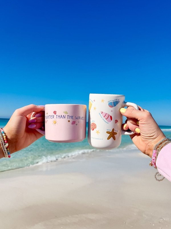 Mightier Than The Waves Coastal Faith Large Ceramic Mug, 2 of 3