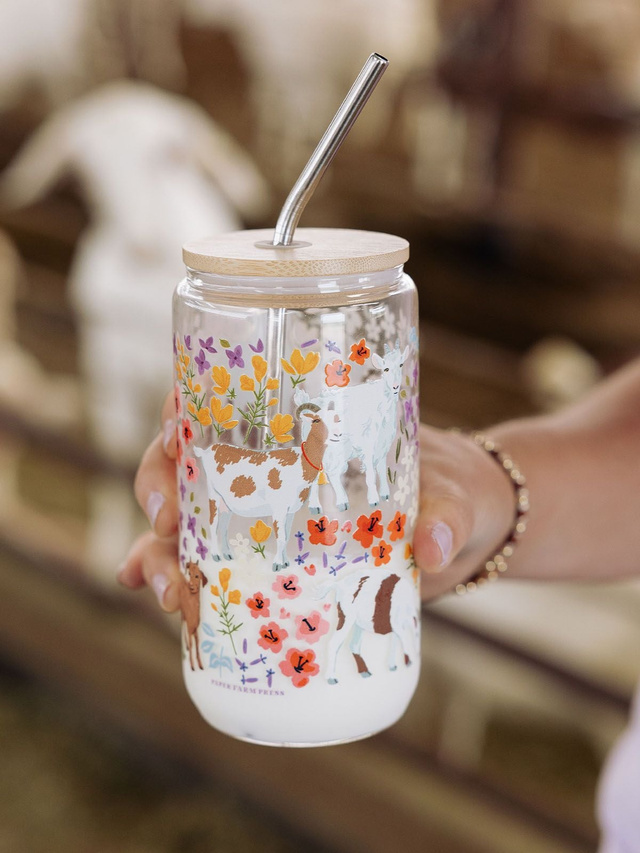 Goats & Flowers Glass Can, 2 of 8
