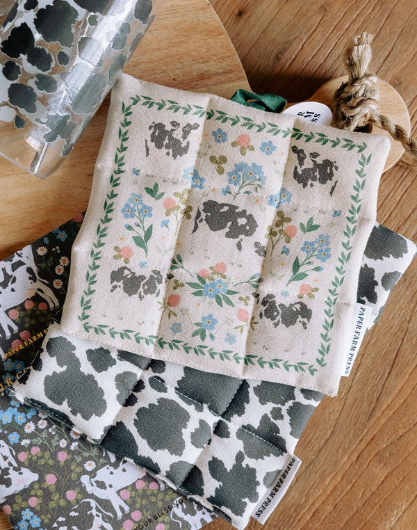 Milk Cows & Flowers Pot Holder Set, 1 of 4