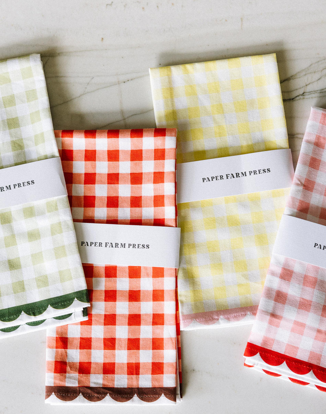 Green Gingham Scalloped Tea Towel, 9 of 11