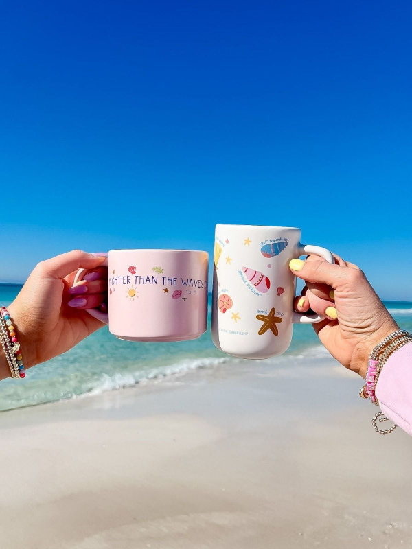 Mightier Than The Waves Coastal Faith Large Ceramic Mug, 2 of 3