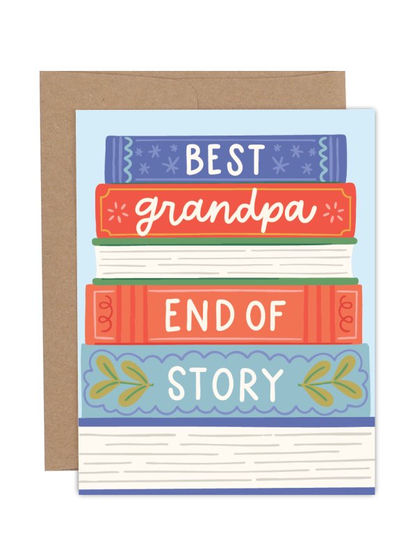 Best Grandpa Book Stack Grandparents Day Greeting Card, 1 of 1